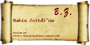 Bahis Zoltána névjegykártya